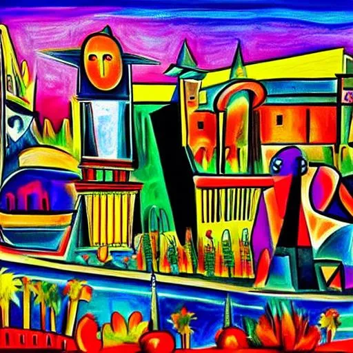 Prompt: las vegas in Picasso style