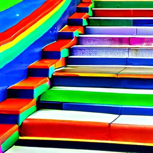 Prompt: rainbow filled staircase to the heavens