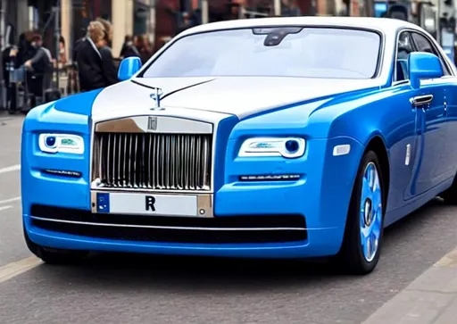 Prompt: In blue colour with rolls royce

