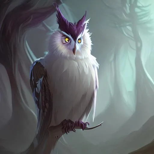 Prompt: White owl creature from the magical forest.