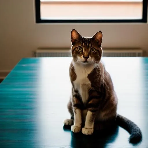 Prompt: A cat sitting on a table
