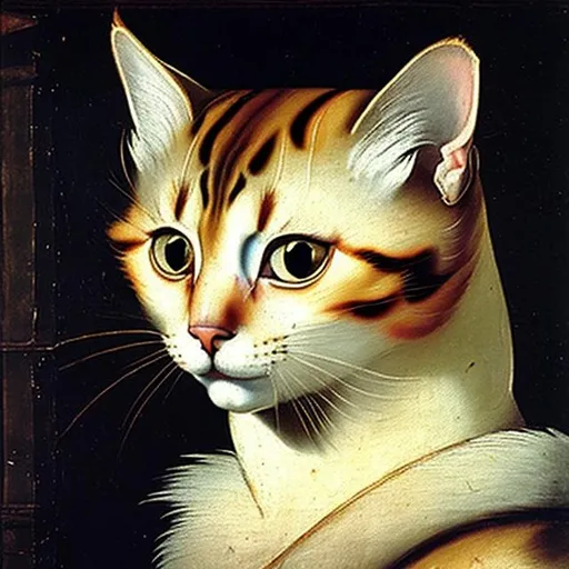 Prompt: painting of a cat, 16th century, oil on canvas
