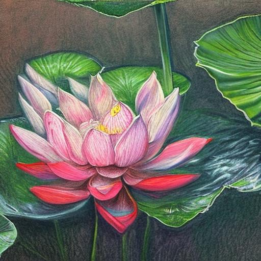 realistic lotus monet drawing style close by dead fl... | OpenArt