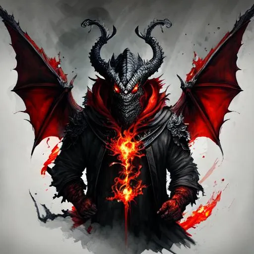 Prompt: final boss dragon with 2 red eyes and flame breath, 2 wings, hard scales, hyper realistic, dark soul style
