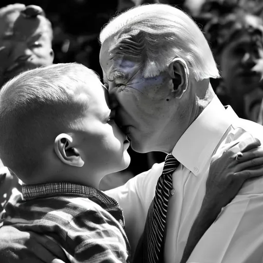 Prompt: Joe Biden making out with a kid