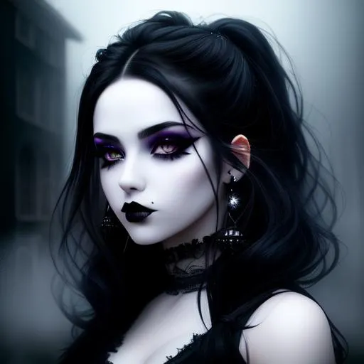 Prompt: 1 goth girl, hyperrealistic watercolor masterpiece, dark makeup, black lip stick, eyeliner, full fluffy black hair,

at night, twilight, evening, outside, particles visible, light from behind, hyper realistic detailed lighting, hyper realistic shadows, dust visible, light fog, visible breath

hyperrealistic watercolor masterpiece, smooth soft skin, big dreamy eyes, beautiful fluffy volume colored hair with neon streaks bioluminescence, symmetrical, anime wide eyes, soft lighting, detailed face, wlop, rossdraws, concept art, digital painting, looking into camera

hyper realistic masterpiece, highly contrast water color pastel mix, sharp focus, digital painting, pastel mix art, digital art, clean art, professional, contrast color, contrast, colorful, rich deep color, studio lighting, dynamic light, deliberate, concept art, highly contrast light, strong back light, hyper detailed, super detailed, render, CGI winning award, hyper realistic, ultra realistic, UHD, HDR, 64K, RPG, inspired by wlop, UHD render, HDR render