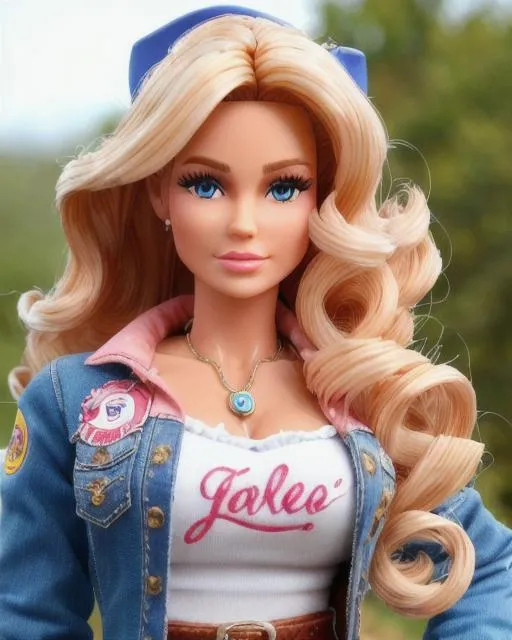 Prompt: upper body, walking pose, slow motion, close up, anatomical cinematic photo of a beautiful cowgirl barbie doll, mix of jennifer lopez and dolly parton, wavy hair, segmented model, mattel barbie aesthetic, made of plastic, segmented silicone doll, wearing a denim jacket, rustic western clothes, designer jeans, revolver holster, sheer cotton, crimson accent, push up blouse, ultra detailed, detailed plastic skin, studio lighting 