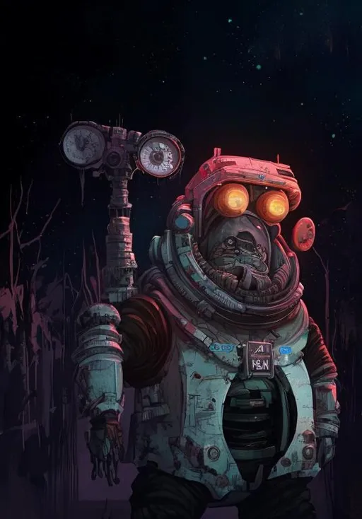 Prompt: swamp planet jack black astronaut mech 