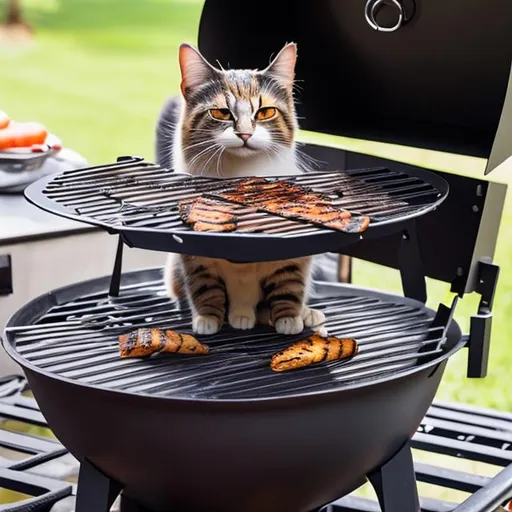 Prompt: grill cat goofy