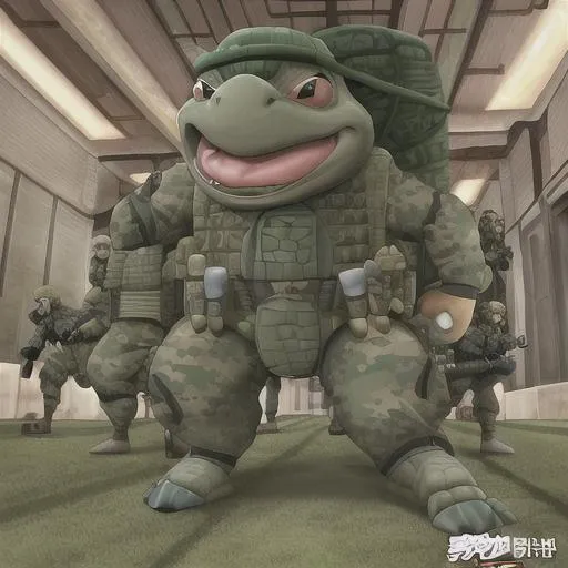 Prompt: Military turtle, High Grade War Cartoon, Hall of Fame, Honor Strike Tactics