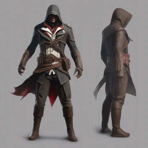 Prompt:  A Assassin From Assassin's Creed Using A Leather Suit