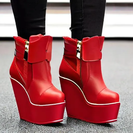 Consept for a cute platform wedge high heel ankle boot OpenArt