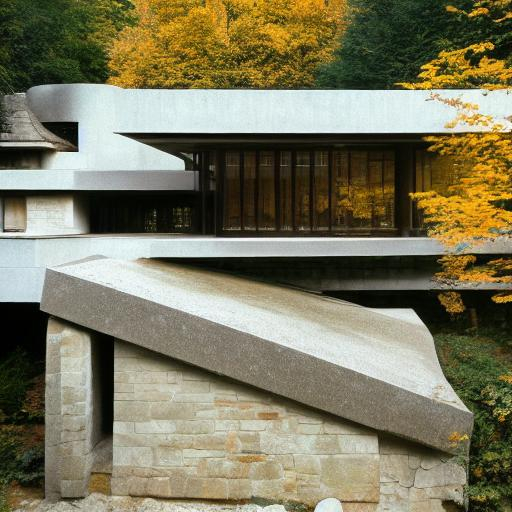 Kengo Kuma and Frank Lloyd Wright style stone house,... OpenArt