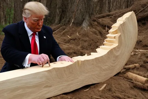 Donald Trump carving wood