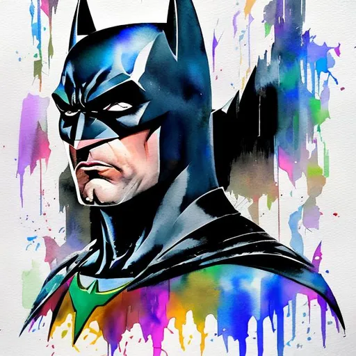 Prompt: Batman chrome watercolor