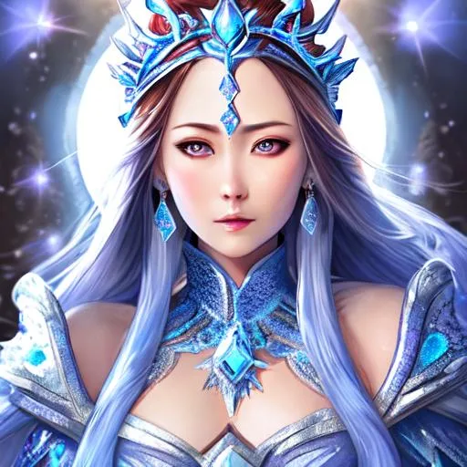 Prompt: fire and ice princess, closeup