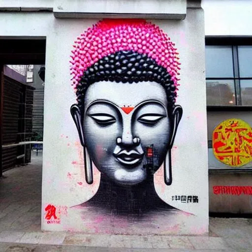 Prompt: street art hip hop buddha shopping mall love china