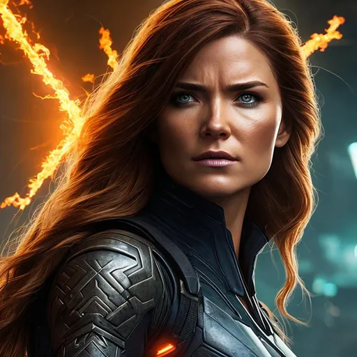 Prompt: High resolution hyperrealistic dynamic image of hope summers merged with x-23, symmetrical detailed photorealistic face, highly detailed, cinematic, uhd, hdr, 64k