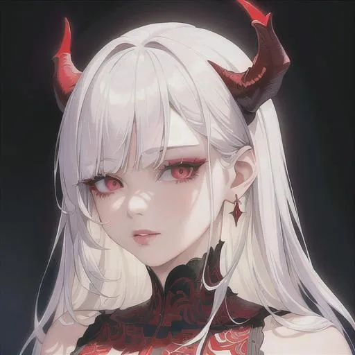 Prompt: (masterpiece, illustration, best quality:1.2), wolfcut hairstyle, white hair, devilish eyes, wearing thin red nightgown, best quality face, best quality, best quality skin, best quality eyes, best quality lips, ultra-detailed eyes, ultra-detailed hair, ultra-detailed, illustration, colorful, soft glow, 1 girl