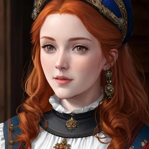 Prompt: hyper realistic of a 15th century scottish woman with cute face and ginger hair.