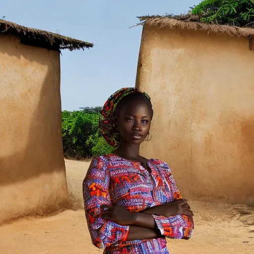 Prompt: West Africa landscape with houses
