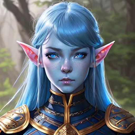 A girl with beautiful blue skin, elf ears, blue eyes... | OpenArt