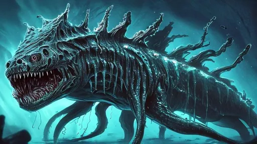 Prompt: The Abyssnare is a monstrous, deep-sea predator that has evolved to survive in the pitch-black depths of the ocean. With razor-sharp teeth, bioluminescent skin, and an insatiable appetite