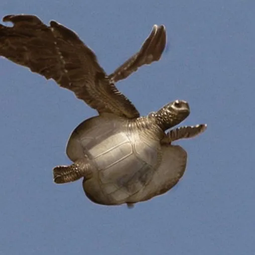 Prompt: Flying Turtle with wings
