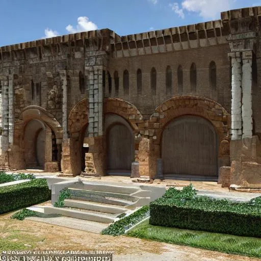 Prompt: Modern ancient Roman inspired Congolese architecture with precolonial congolese art inspiration and Congolese minerals, volumetric natural light, ultra realistic, vray,  hd