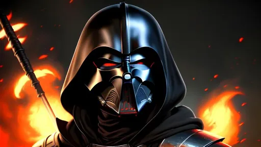 Prompt: Portait Sith Lord, black metal armor, mask over mouth and nose, red eyes and dark orange , ultra realistic portrait painting of darth revan, art by frank frazetta, 4 k, ultra realistic, highly detailed, epic lighting, zoomed out view, full body of character in view, full character in view, Photorealistic picture, detailed, realistic photo, dramatic lighting,