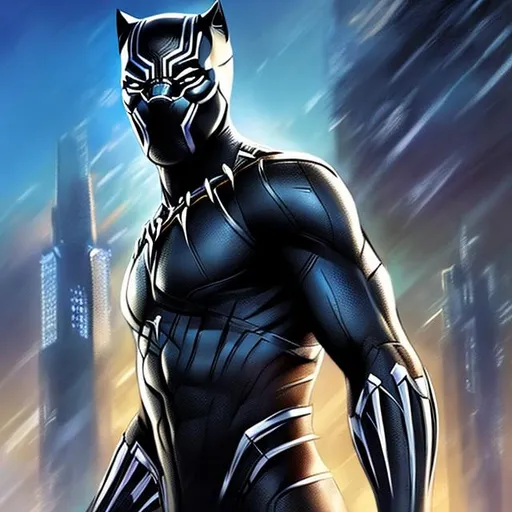 Prompt: Digital art of black panther character from marvel
