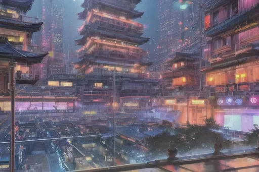 Prompt: high quality art of a cyberpunk city, alley, Japanese architecture, neon lights, detailed background, 8k, high quality, digital painting, sparkles, perfect composition, hyperrealistic, super detailed, 8k, high quality, sharp focus, intricate details, highly detailed, dynamic lighting, detailed and intricate environment, piles of corpses in background.