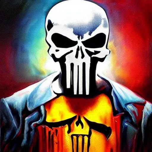 Prompt: the punisher Surrealism PAINTING STYLE