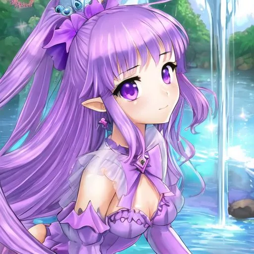 Prompt: buetiful girl princess  purple water elament magical