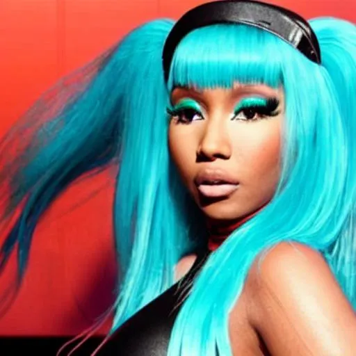 Prompt: Nicki Minaj doing a collab with Hatsune Miku