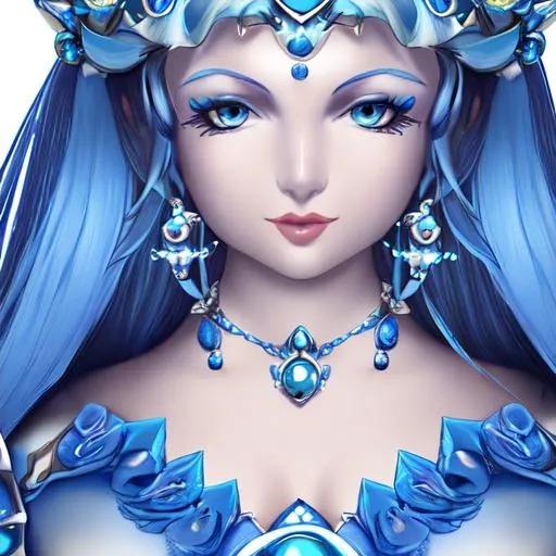 Prompt: blue princess, closeup