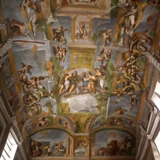 Prompt: Frescoes by Raphael in perugia 

