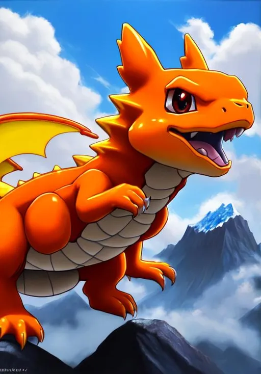 Prompt: UHD, , 8k,  oil painting, Anime,  Very detailed, zoomed out view of character, HD, High Quality, Anime, mountain, Pokemon, Pack of Charmander, dragon-like, Charmander is a small bipedal, reptilian Pokémon with a primarily orange body and blue eyes. Their underside from the chest down and the soles of their feet are cream-colored. they has two small fangs visible in their upper jaw and two smaller fangs in their lower jaw. A fire burns at the tip of this Pokémon's slender tail and has blazed there since Charmander's birth. The flame can be used as an indication of Charmander's health and mood, burning brightly when the Pokémon is strong, weakly when they is exhausted, wavering when they is happy, and blazing when they is enraged. It is said that Charmander would die if their flame were to go out. However, if the Pokémon is healthy, the flame will continue to burn even if they get a bit wet and is said to steam in the rain.

Charmander can be found in hot, mountainous areas. However, it is found far more often in the ownership of Trainers. As shown in Pokémon Snap and New Pokémon Snap, Charmander exhibits pack behavior, calling others of its species if it finds food, and watching the flames on each other's tails to ensure they don't go out.

Pokémon by Frank Frazetta
