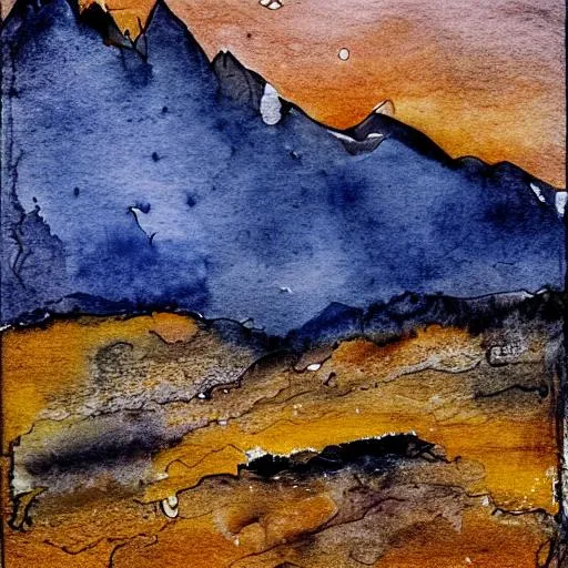 Inks Water Layers Landscape Abstract Mountains Openart