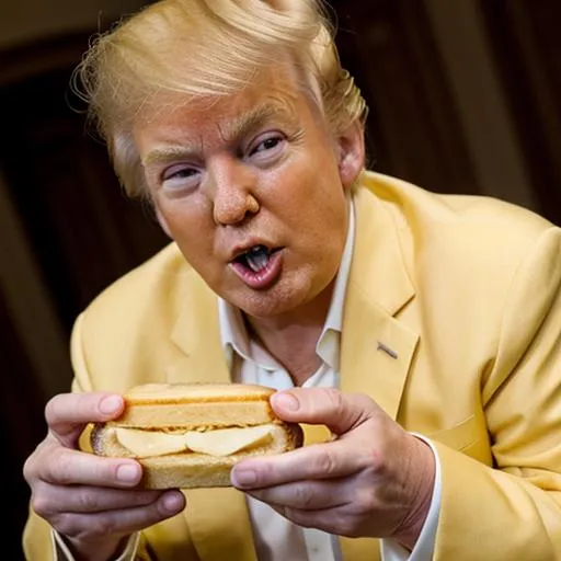 make trump eating a hamburger, 4k, high resolution, HD | OpenArt