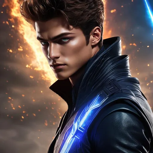 Prompt: High resolution hyperrealistic image of young avenger [wiccan] merged with x-man ((nate grey)), symmetrical detailed photorealistic face, psionic powers and chaos magic, highly detailed, cinematic, uhd, hdr, 64k