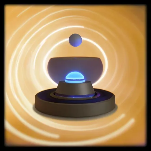 Prompt: Graviton Harmonizer: Prompt: "Imagine a sleek, cylindrical device with a central core surrounded by concentric energy rings. A subtle blue glow emanates from the core, and each ring pulsates with rhythmic waves. " Add sharp focus to the image