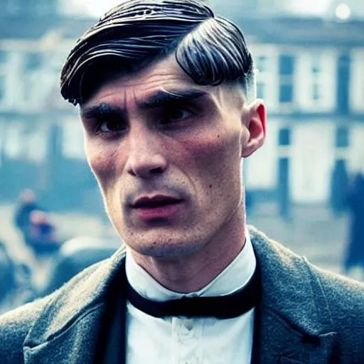 Prompt: thomas Shelby with a square head