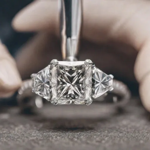 Prompt: A diamond is being mounted to the ring.