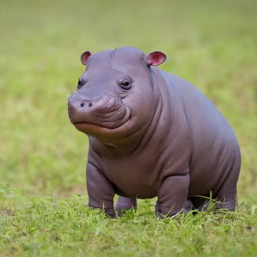 Prompt: cute baby hippo in the savanna