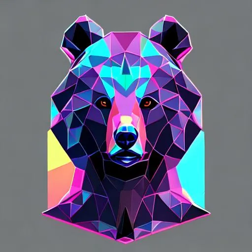 low poly, bear, logo, vaporwave, aesthetic, art, art... | OpenArt