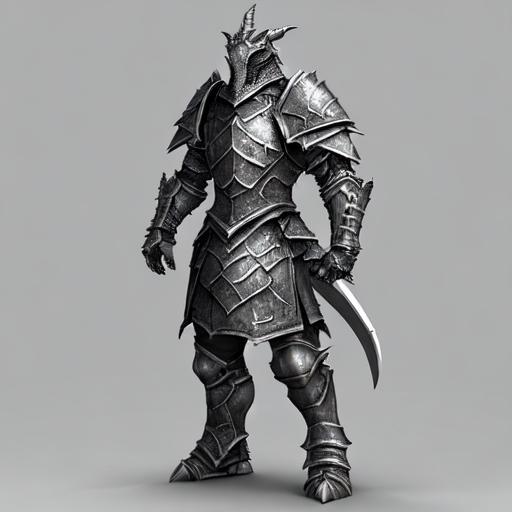 Grey dragonborn warrior , armour and weapons, hyperd... | OpenArt