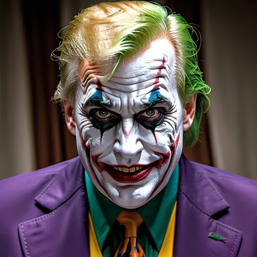 Prompt: president Donald trump as the joker from batman