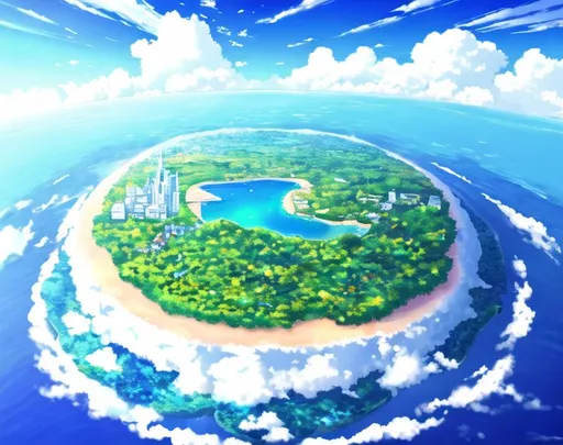 anime style floating island in the sky no people