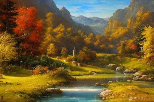 realistic medieval oil painting of beautiful scenery | OpenArt
